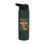 Autism is My Superpower - Autism Awareness Puzzle Teens Kids Stainless Steel Insulated Water Bottle