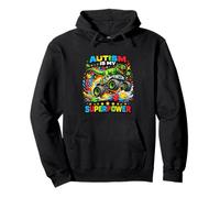 Autism Is My Superpower Dino T Rex Monster Truck Pullover Hoodie