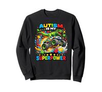 Autism Is My Superpower Dino T Rex Monster Truck Sweatshirt