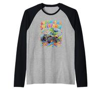 Autism is My Superpower Dinosaur Monster Truck Boys Raglan Baseball Tee