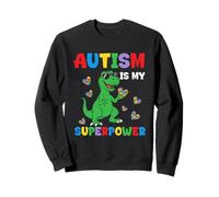 Autism Is My Superpower Dinosaur T-Rex Autism Superhero Boys Sweatshirt