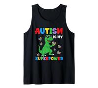Autism is My Superpower Dinosaur T-Rex Autism Superhero Boys Tank Top