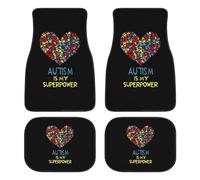 Autism Is My Superpower Fashion Car Floor Mats Set of 4 Waterproof Non-Slip Carpet Accessories