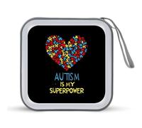 Autism is My Superpower Portable CD Case Holder 48 Capacity Travel DVD Storage Boxs Wallet Bag