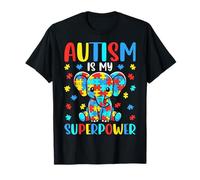 Autism is My Superpower Puzzle Piece Elephant T-Shirt
