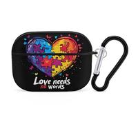 Autism Love Needs No Words Cute Case Compatible with AirPods Pro Protective Cover with Keychain