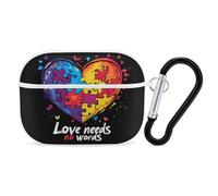 Autism Love Needs No Words Cute Case Compatible with AirPods Pro Protective Cover with Keychain