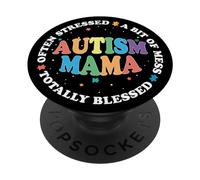 Autism Mama Often Stressed Funny Autism Awareness Mom Women PopSockets Adhesive PopGrip