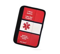 Autism/May Not Respond Awareness Medical Alert Seatbelt Cover for Kids and Adults (9”) with Emergency Information Form and Pocket by Help Belts. (Red/White)