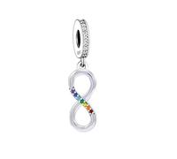 Autism Mental Health ADHD Neurodiverse Awareness Memorial Charm Bead Pendant 925 Sterling Silver Compatible With Pandora Charm Moments Bracelet (Infinity Rainbow ADHD Autism Neurodiversity)