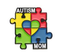 Autism Mom Autistic Mother Rainbow Puzzle Enamel Lapel Pin Metal Badge Brooch For Backpacks, Metal, no gemstone