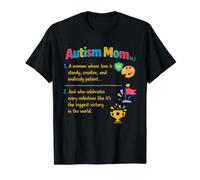 Autism Mom Definition Acceptance Family Support Awareness Value Graphic T-Shirt, Men, Black, L