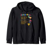 Autism Mom Definition Acceptance Family Support Awareness Zip Hoodie