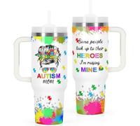Autism Mom Gifts, Autism Awareness Tumbler, 40 Oz Tumbler with Handle for Autism Mom