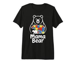 Autism Mom Mama Bear Autistic Child Family Autism Awareness Premium T-Shirt