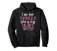 Autism Mom Mother I Am Her Voice She Is My Heart Awareness Pullover Hoodie