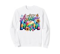 Autism Mom Puzzle Pieces Rainbow Heart Awareness Sweatshirt