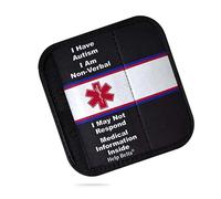 Autism Non-Verbal May Not Respond Awareness Medical Alert Seatbelt Cover for Children in Car Seats (6”) Featuring an Emergency Information Form and Pocket by Help Belts. Black/White