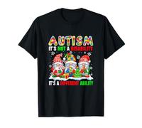 Autism Not A Disability It's A Different Ability Xmas Gnomes T-Shirt