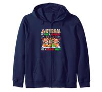 Autism Not Disability It's A Different Ability Xmas Reindeer Zip Hoodie