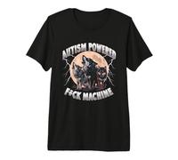 Autism Powered F ck Machine Funny Meme Wolf Autistic Retro Premium T-Shirt