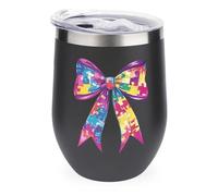 Autism Puzzle Bow Stylish Insulated Coffee Cups & Mugs with Lids 12 Oz Stainless Steel Travel Drinks Tumbler One Size