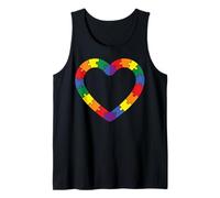Autism Puzzle Heart Colorful Support Design Tank Top