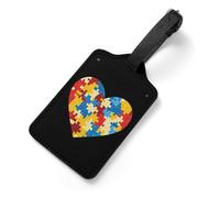 Autism Puzzle Heart Luggage Tag for Suitcases PU Leather Identify Labels Privacy Travel Baggage Accessories Essentials