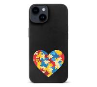 Autism Puzzle Heart Phone Case Compatible with iPhone 14/14 Plus/14 Pro/14 Pro Max Flip Protective Cover with Card Holder