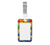 Autism-Puzzle-Piece Abs Vertical Id Badge Holder, Name Badge with Clear Scanning Film