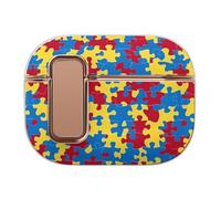 Autism Puzzles Pattern Compatible with Airpods Pro 2 Case Cover with Button Buckle Electroplating
