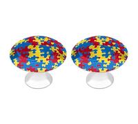 Autism Puzzles Pattern Cute Drawer Handles Modern Round Design Colorful Drawers Knobs Perfect for Kitchen Cabinets Dressers