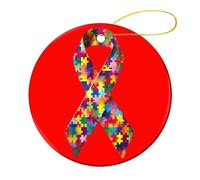Autism Ribbon Awareness Christmas Ornament Souvenir Ceramic Hanging Pendant 1 Pcs
