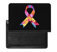Autism Ribbon Awareness Passport Holder Cover Wallet with ID Card Slot Slim Travel RFID Blocking Case Protector Essentials for Women Men