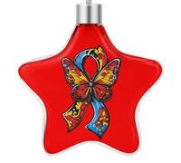 Autism Ribbon Butterfly Christmas Pendants Xmas Tree Star Decorative Hanging Ornaments for Holiday Home Party