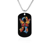 Autism Ribbon Butterfly Memorial Necklaces Lightweight Pendant Necklace Personality Jewelry Gift for Men Women