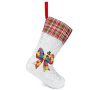 Autism Sequin Christmas Stocking Xmas Hanging Stockings for Fireplace Tree Holiday Party Decorations