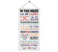 Autism Signs, Decorative Wood Hanging Wood Plaque, Rustic Door Hanger, Wall Decor Art, Autism Awareness Wood Sign, Autism Acceptance, Autism Family Home Decor, In This House We Do Autism