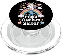 Autism Sister Pride Rainbow Unicorn Puzzle Awareness Empower PopSockets PopGrip for MagSafe