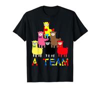 Autism Spectrum Awareness Support Colorful Kawaii Cool Llama T-Shirt, Men, Black, 5X-Large