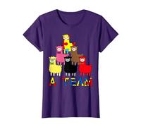 Autism Spectrum Awareness Support Colorful Kawaii Cool Llama T-Shirt, Women, Purple, Large