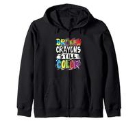 Autism Teacher Broken Crayons Autism Awareness Autistic Zip Hoodie