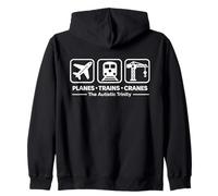 Autism Trinity Planes Trains Cranes Icons Autistic Awareness Zip Hoodie