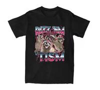 Autisms Rizz Em with The Tism Meme T-Shirt Summer Autistic Racoon Black Black M