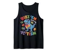 Autismsaurus RIZZ 'EM with TISM Dino Autism T-Rex Superpower Tank Top