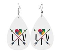 Autistic Autism Awareness Day Month 2023 Leather Teardrop Earrings Set Drop Earrings Soft and Lightweight Dangle for Women