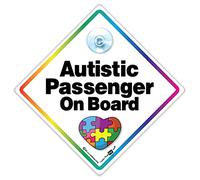 Autistic Passenger On Board Car Sign, Autism on Board, Autistic Spectrum Person, Heart, ASD Sign, Autism Awareness 14cm