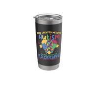 Autistic Puzzle God Created Me with Autism Awareness Stainless Steel Insulated Tumbler