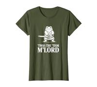 Autistic Samurai Frog Meme Funny 'TWAS The 'Tism M'Lord T-Shirt, Women, Olive Green, Large