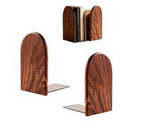 AUTITANMOX Book Ends for Shelves Heavy Duty Wooden Bookend Walnut Wood Bookends Decorative Book Ends for Shelves Book Stopper for Shelves Shaped Book Ends for Shelves Home Office and Library
